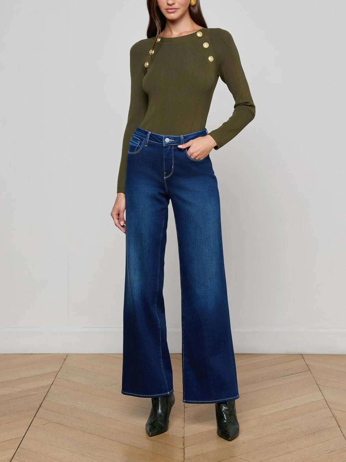 L'agence Alicent H/R Wide Leg Sneaker Jeans