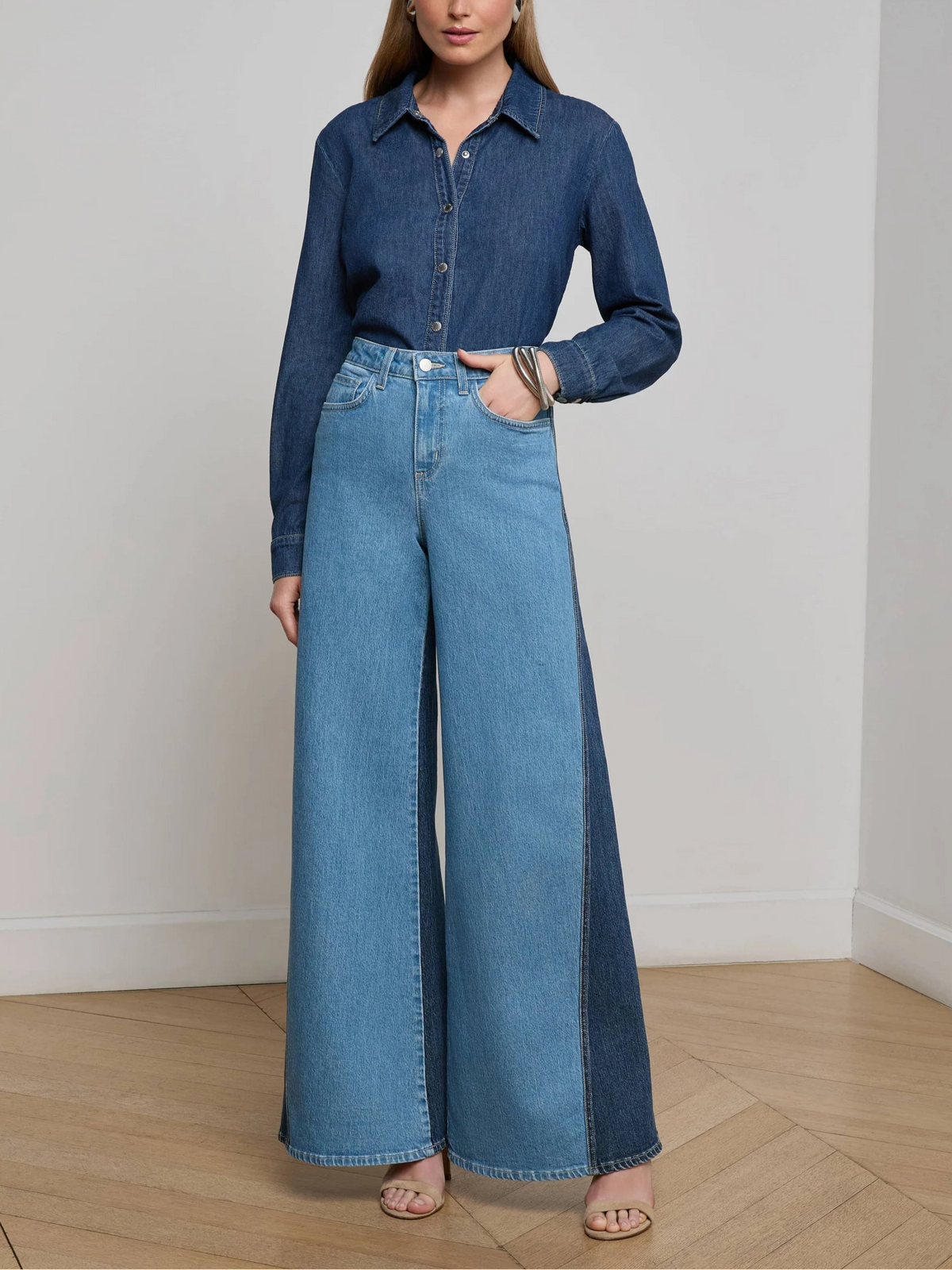 Lagence Beau HR Wide Leg Contrast Jeans