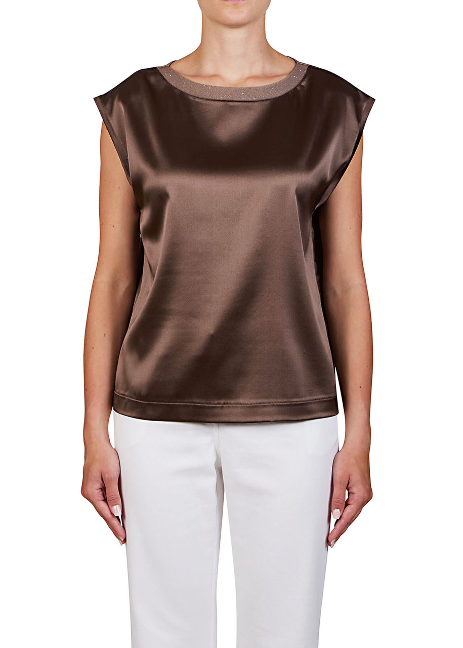 Purotatto Sequin Collar Silk Top