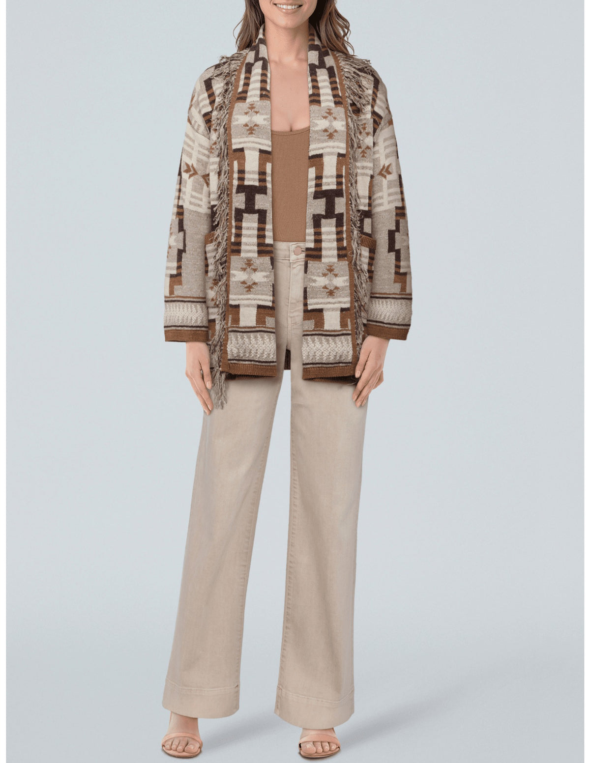 Lagence Jair Jaquard Fringe Cardigan