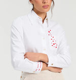 Vilagallo Herringbone Shirt With Heart Embroidery