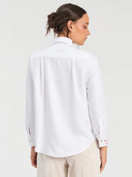 Vilagallo Herringbone Shirt With Heart Embroidery