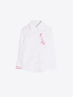 Vilagallo Herringbone Shirt With Heart Embroidery