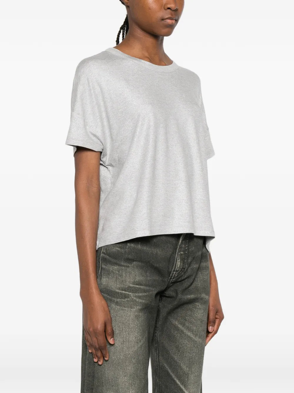 Majestic Soft Touch Metallic Semi Relaxed Tee