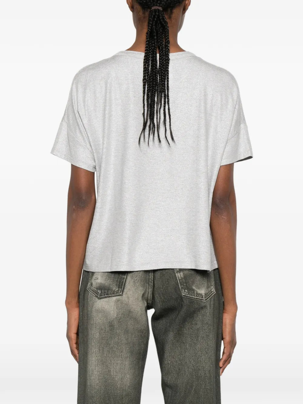Majestic Soft Touch Metallic Semi Relaxed Tee