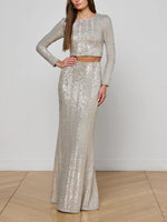 L'agence Zeta Sequin Long Skirt