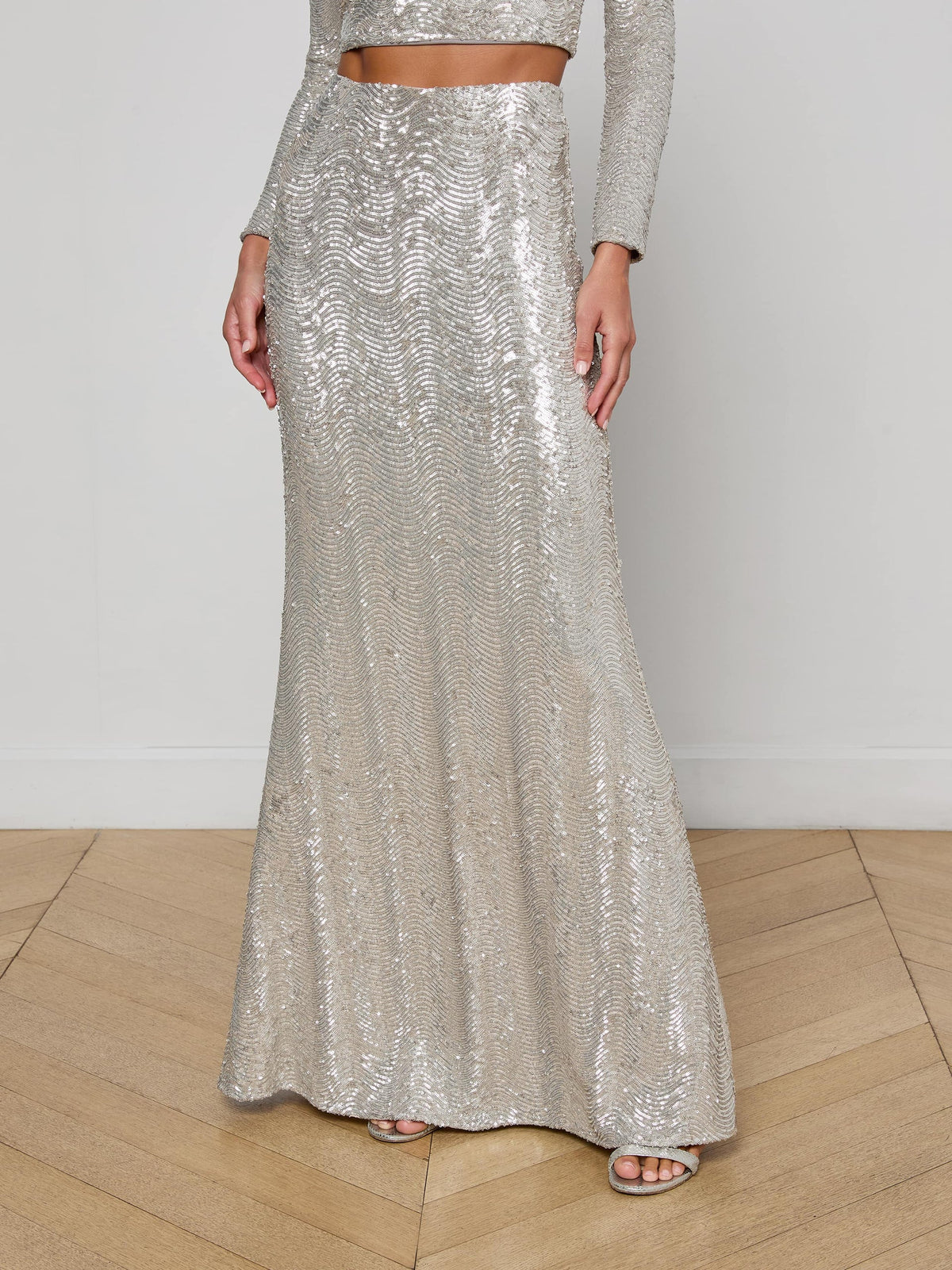 L'agence Zeta Sequin Long Skirt