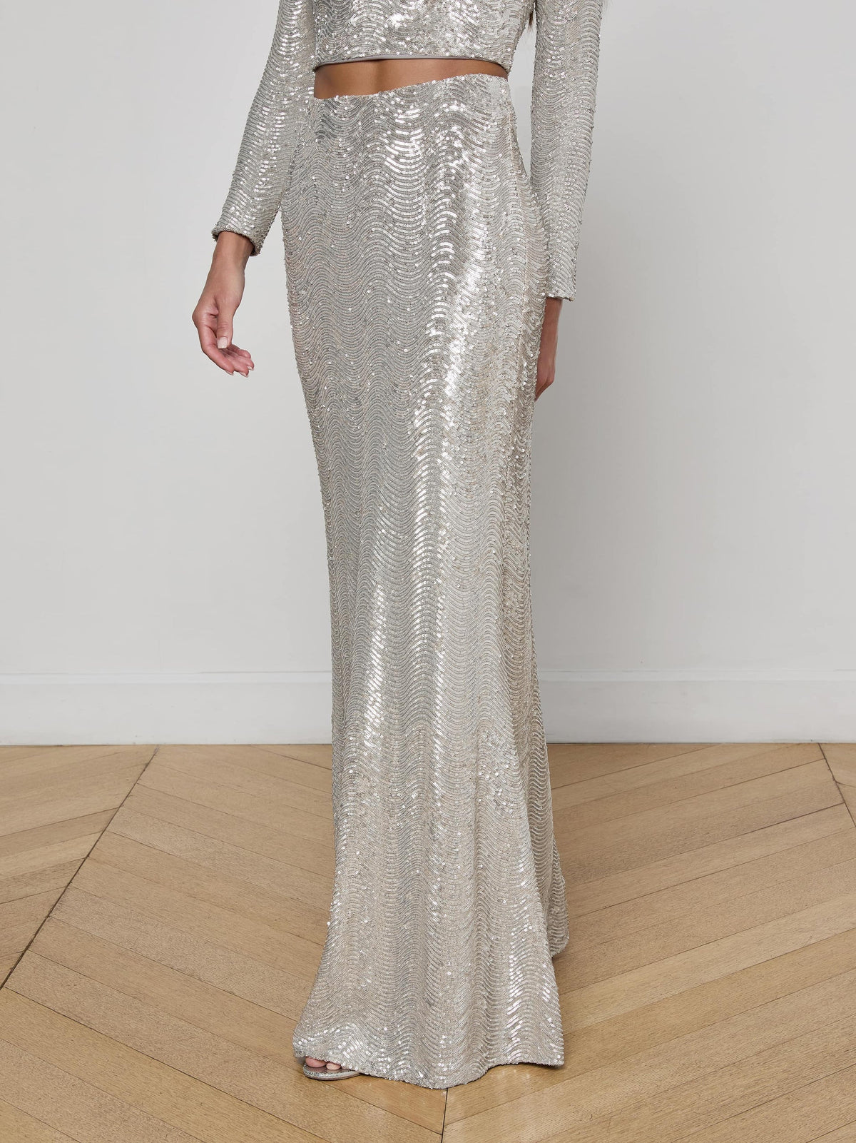 L'agence Zeta Sequin Long Skirt