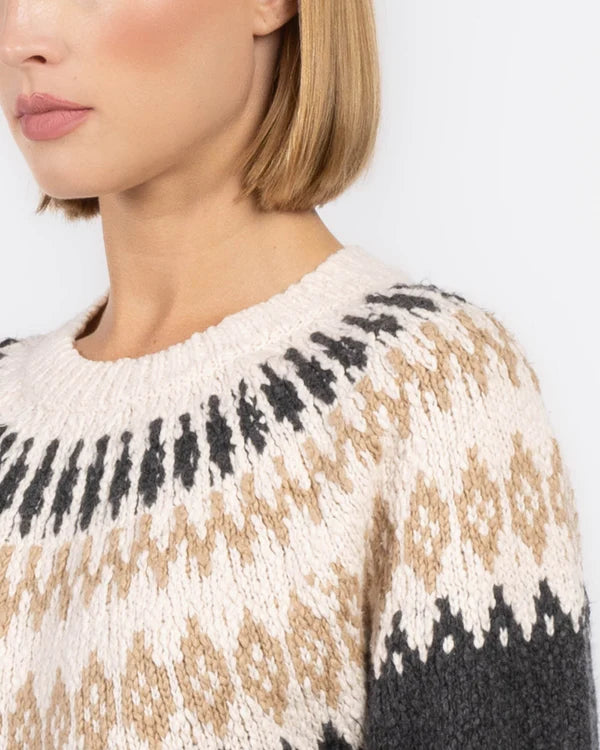 Autumn Cashmere Chunky Fair Isle Crew Neck Sweater