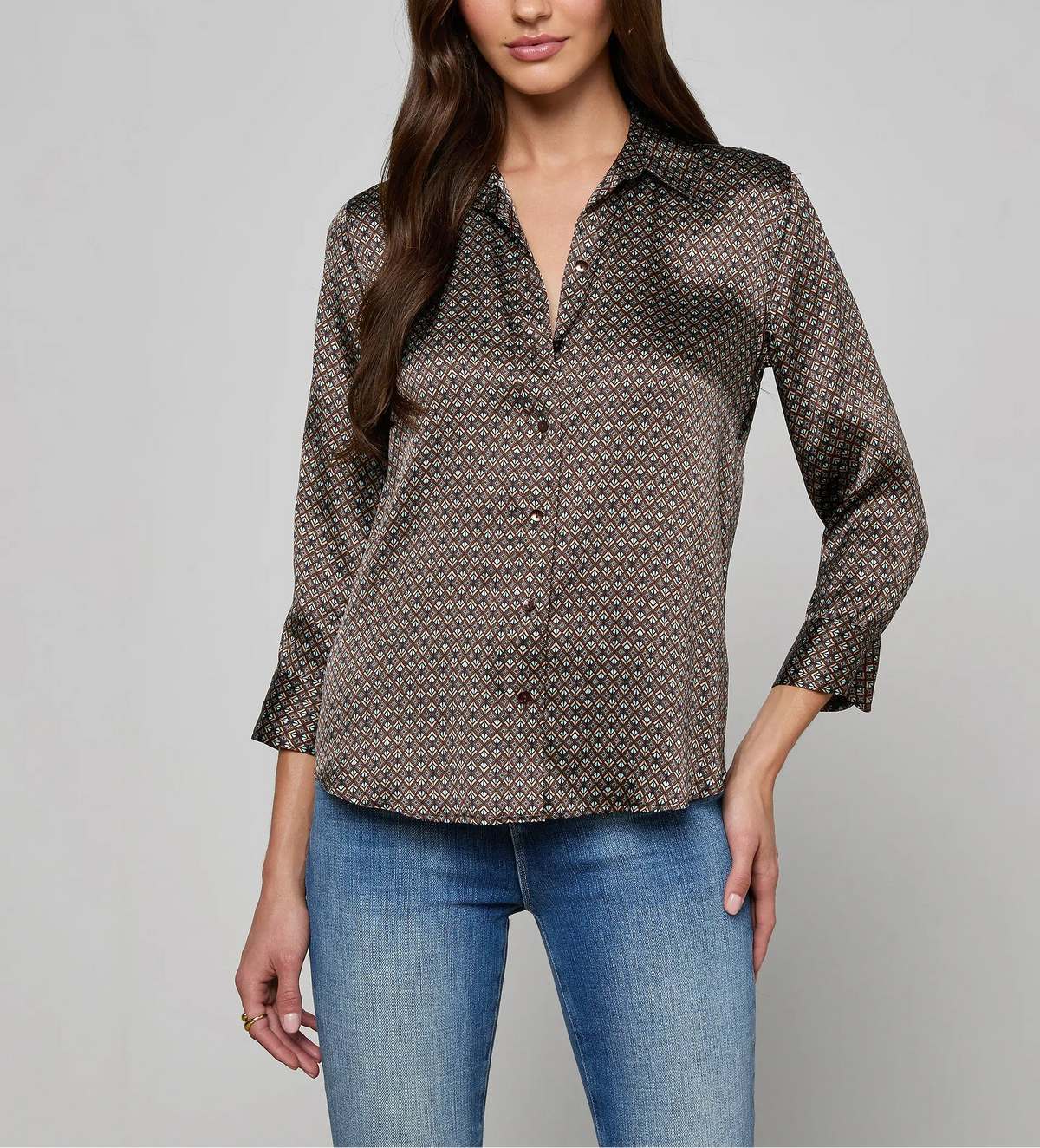 L'agence Dani 3/4 Sleeve Silk Blouse