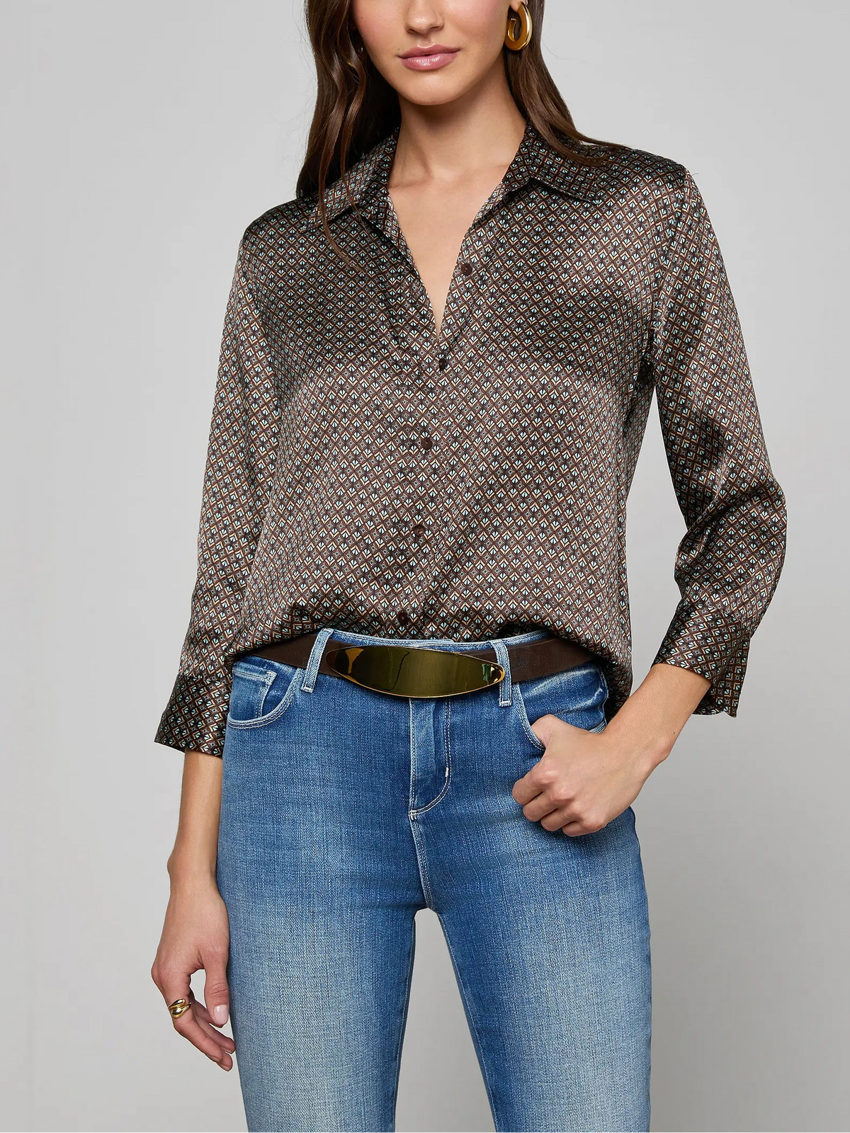 L'agence Dani 3/4 Sleeve Silk Blouse