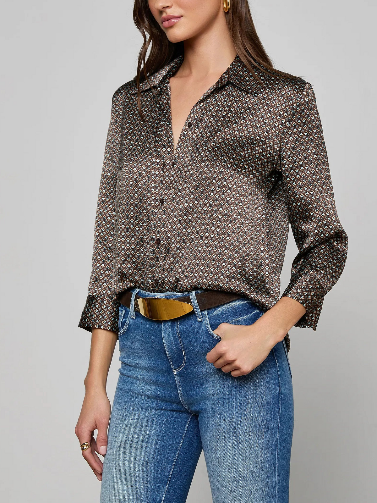 L'agence Dani 3/4 Sleeve Silk Blouse