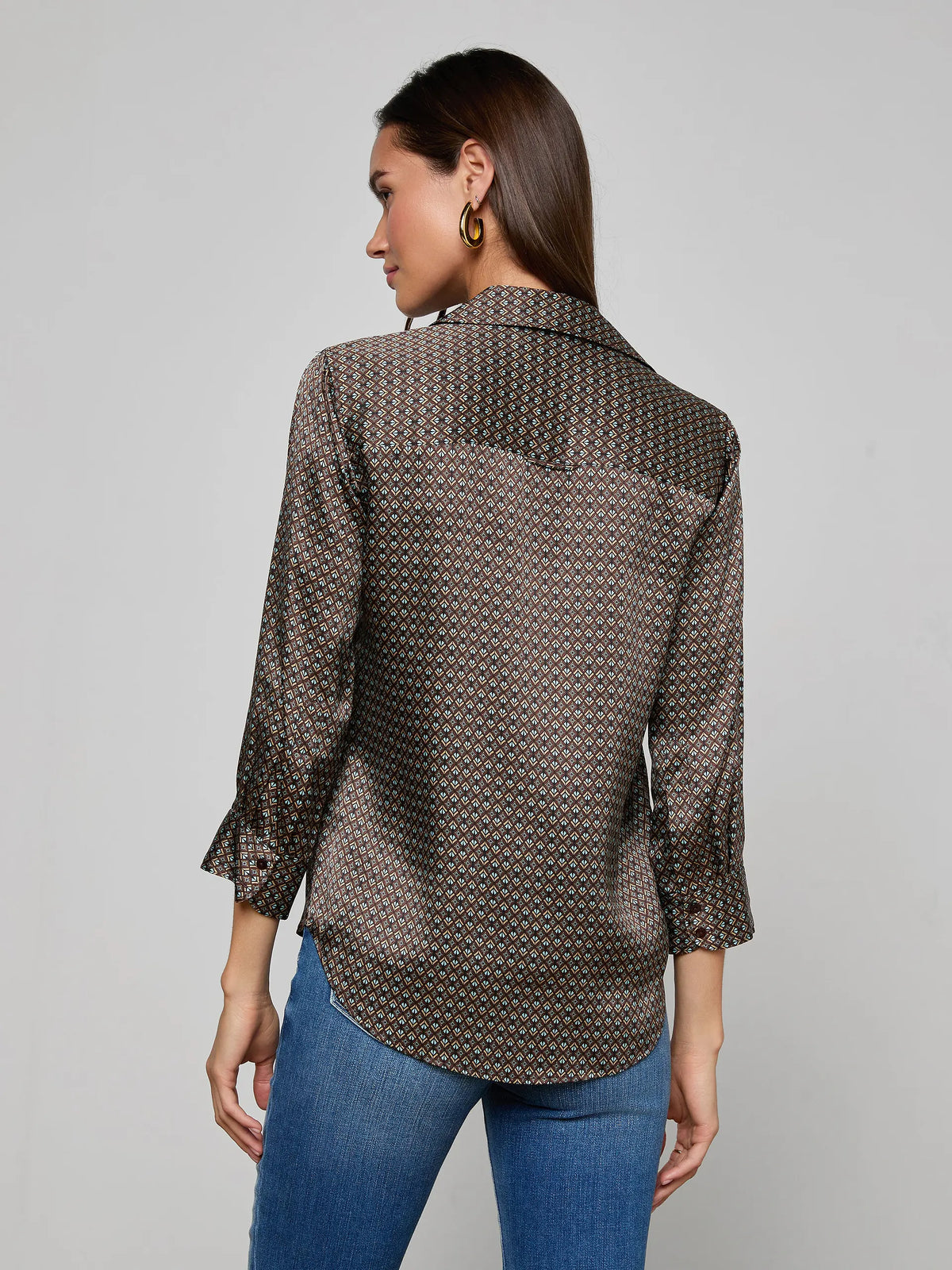 L'agence Dani 3/4 Sleeve Silk Blouse