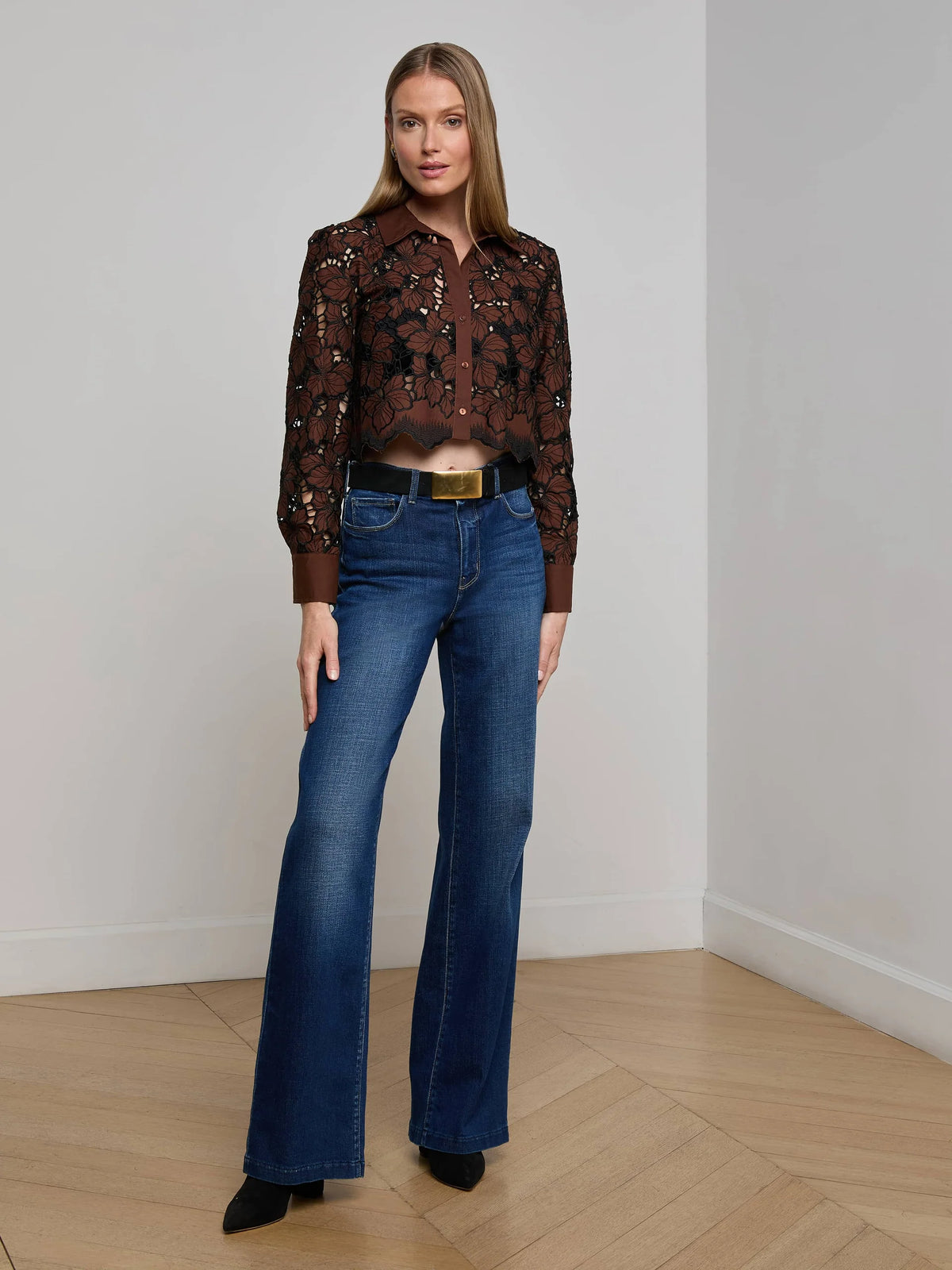 Lagence Seychelle Cropped Eyelet Blouse