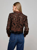 Lagence Seychelle Cropped Eyelet Blouse