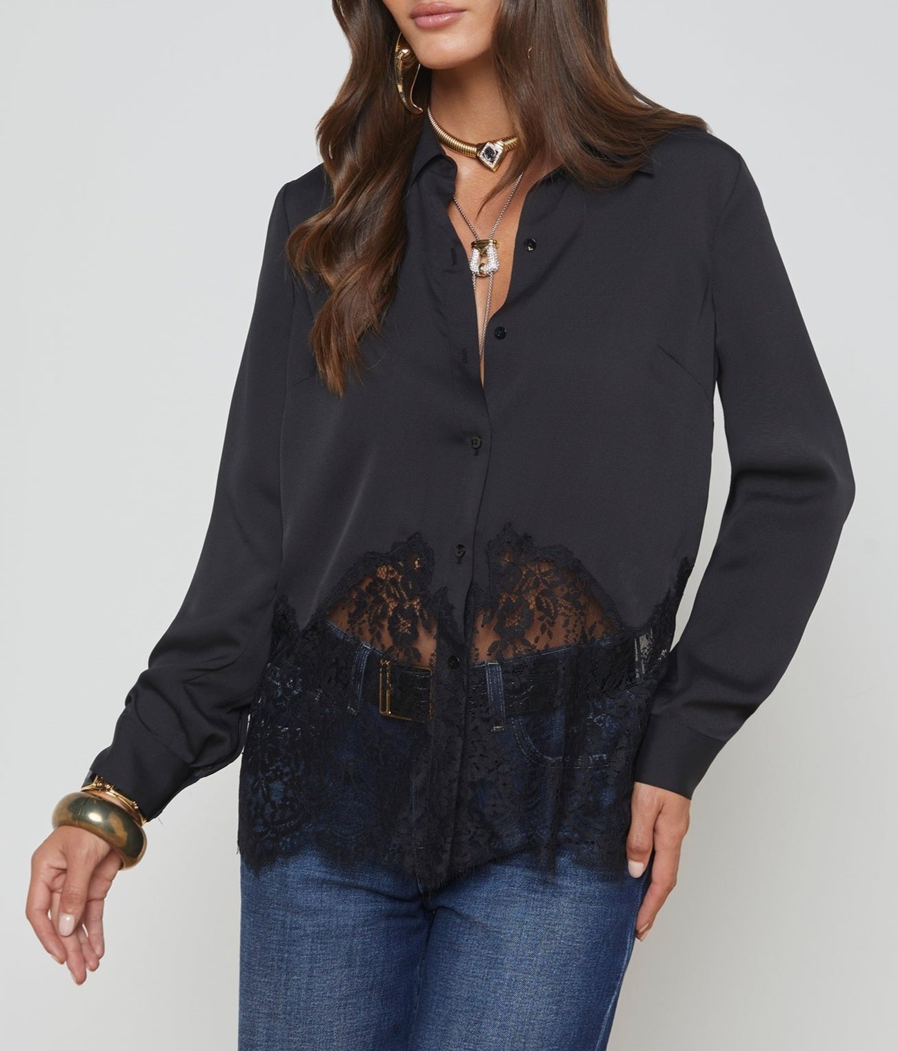 Lagence Adalee Lace Inset Blouse