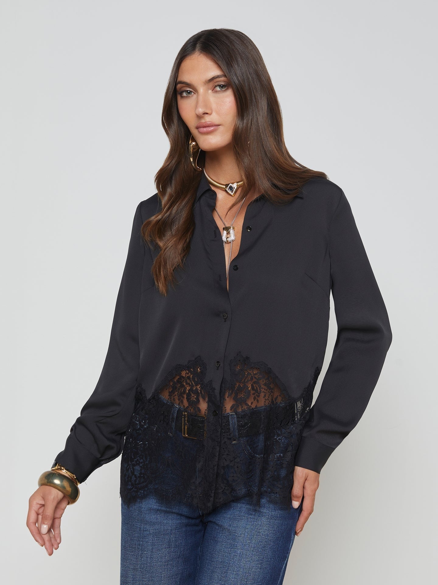 Lagence Adalee Lace Inset Blouse