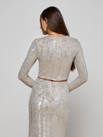 L'agence Rogan Sequin Cropped Top