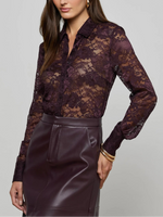 L'agence Maia Lace Button Down Blouse