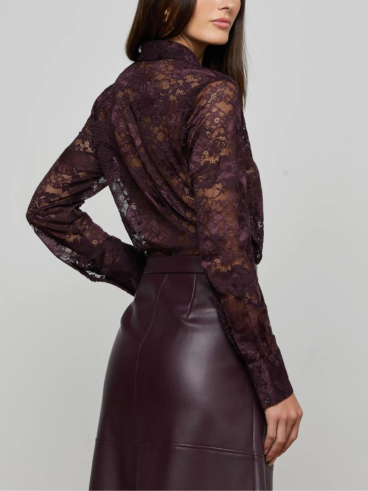 L'agence Maia Lace Button Down Blouse