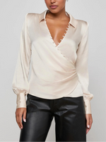 L'agence Bernice Satin Wrap Blouse