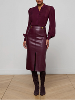 L'agence Arlette Vegan Leather Midi Skirt