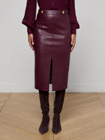 L'agence Arlette Vegan Leather Midi Skirt