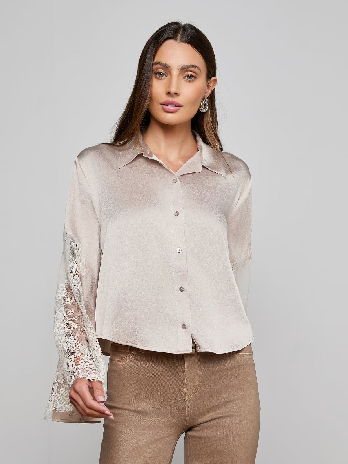 L'agence Capri Lace Sleeve Blouse