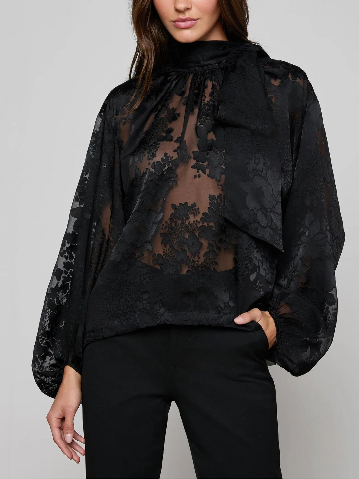 L'agence Rhett Burnout Satin Blouse
