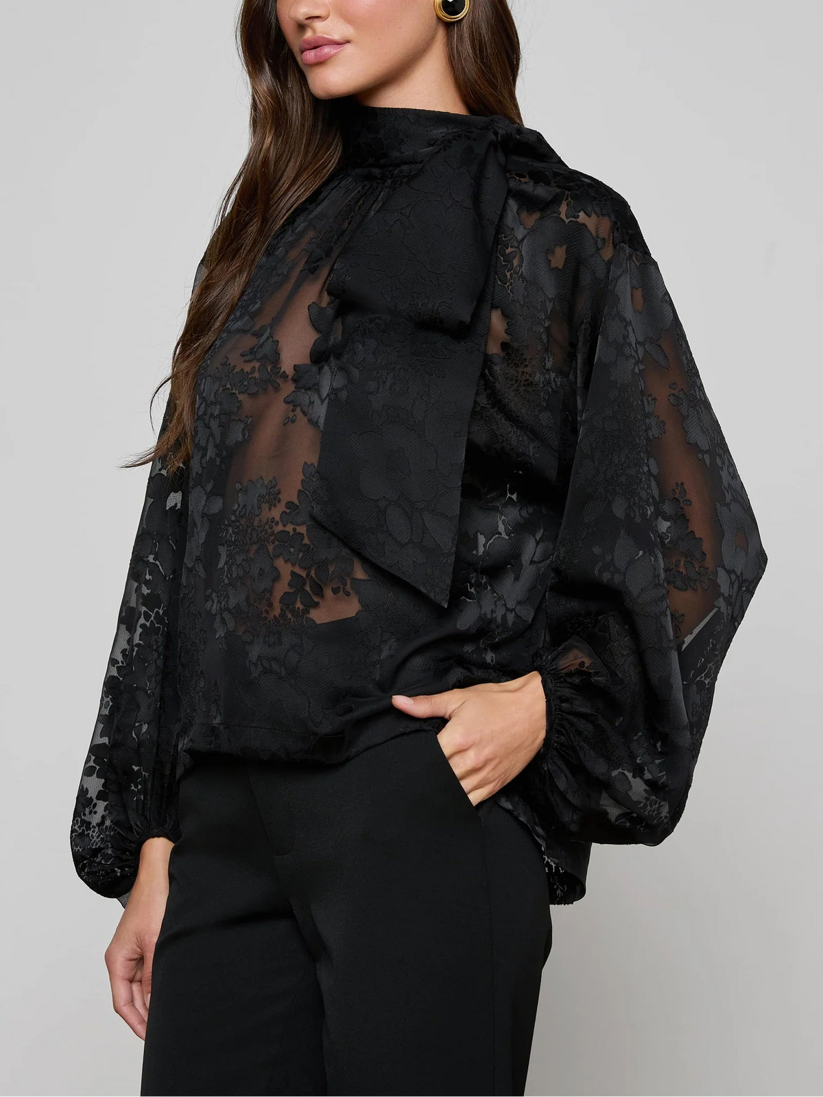 L'agence Rhett Burnout Satin Blouse