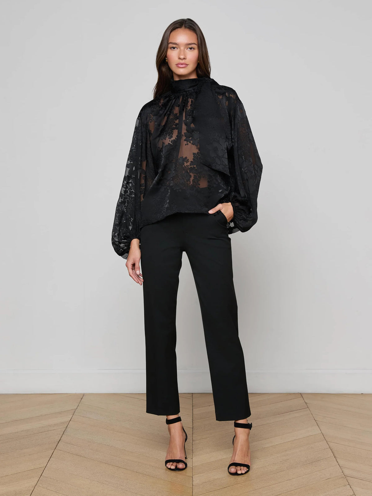 L'agence Rhett Burnout Satin Blouse