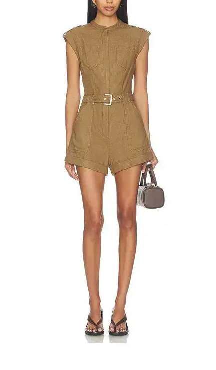 Simkhai Tinka Belted Linen Romper