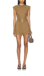 Simkhai Tinka Belted Linen Romper