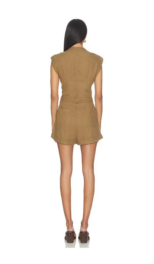 Simkhai Tinka Belted Linen Romper