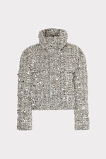 Milly Ts Hayes Sequin Tweed Puffer Coat