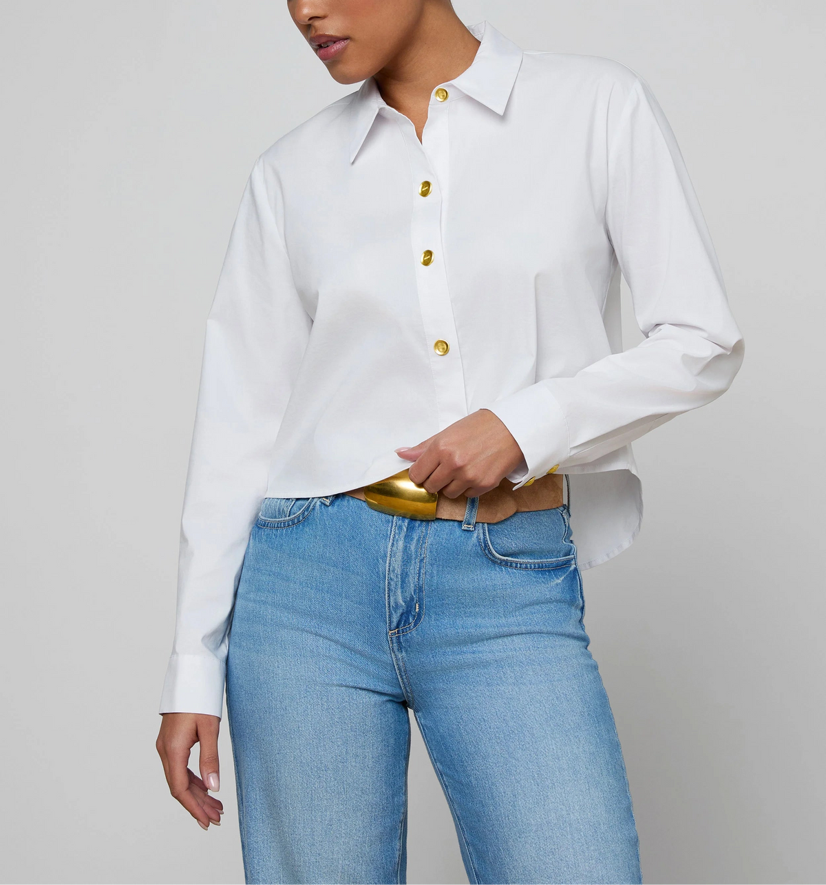 L'agence Cosette Crop Hi Low Shirt