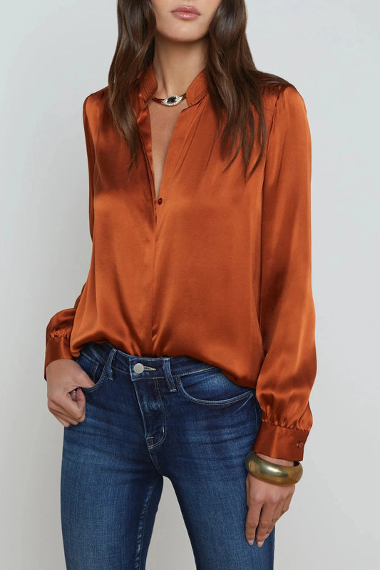 Lagence Bianca Band Collar Blouse