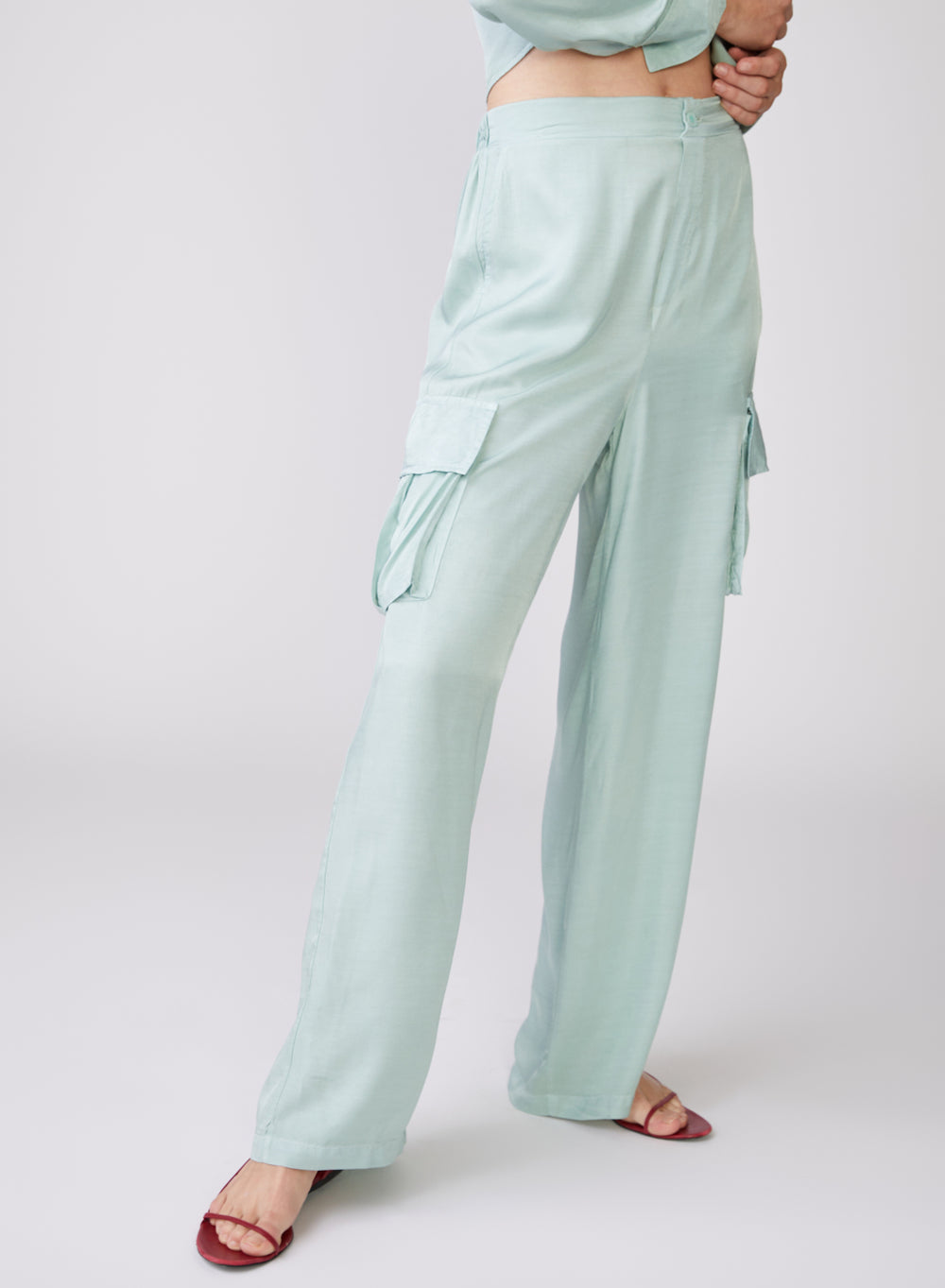 Stateside Viscose Satin Cargo Pant