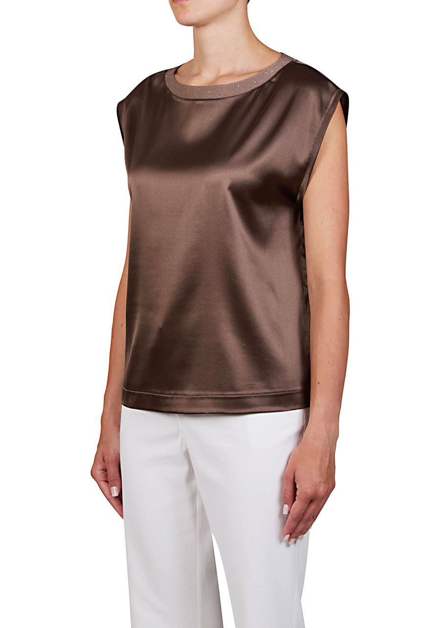 Purotatto Sequin Collar Silk Top