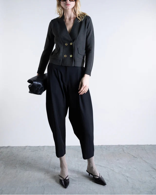 Psophia Double Button Cropped Wool Cardigan