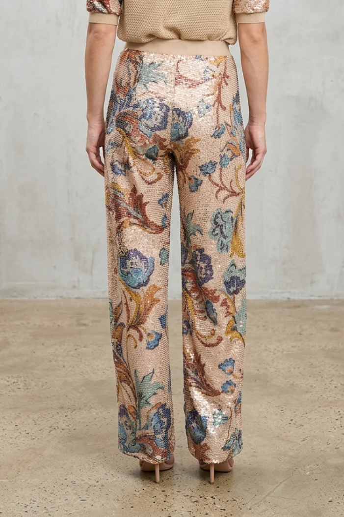 Aldo Martins Floral Sequin Straight Leg Trouser