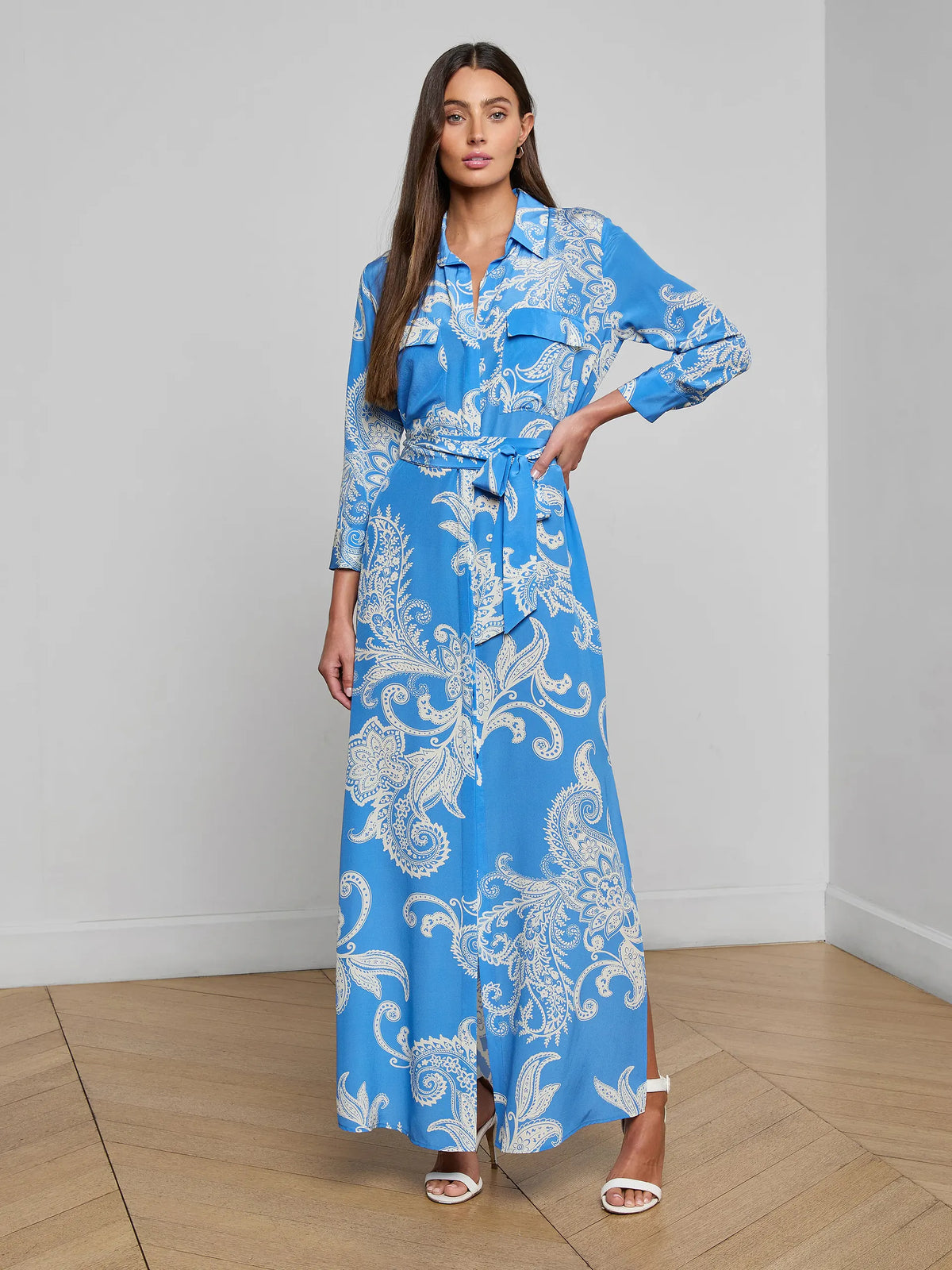 L'agence TS Cameron Silk Shirt Dress