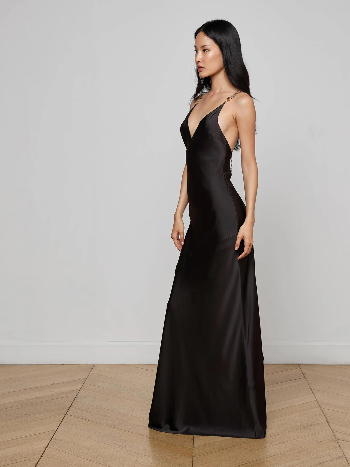 L'Agence Ts Saint Beaded Strap Gown