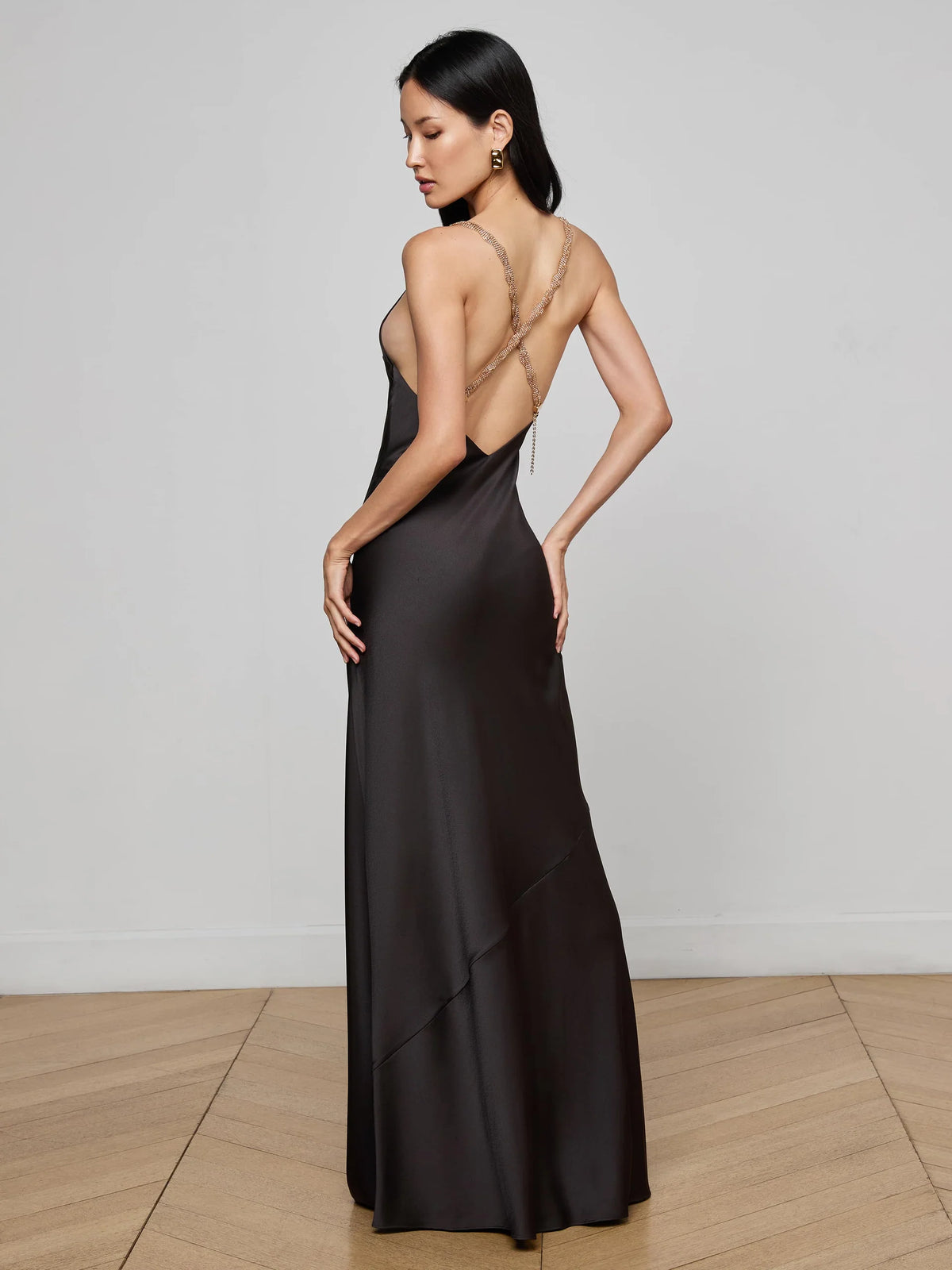 L'Agence Ts Saint Beaded Strap Gown