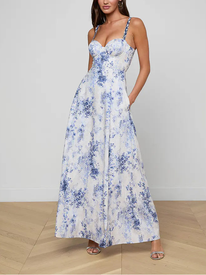 L'agence TS Sutton BDD Strap Maxi Dress