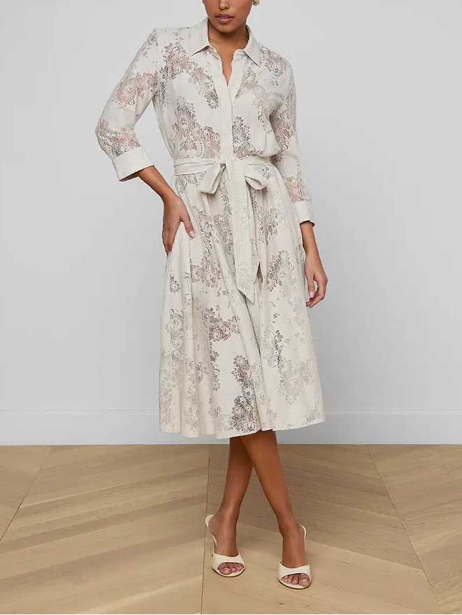 L'agence TS Ralphie 3\4 Sleeve Midi Dress