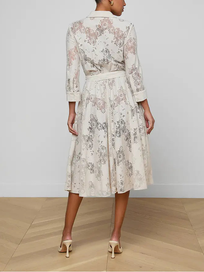 L'agence TS Ralphie 3\4 Sleeve Midi Dress