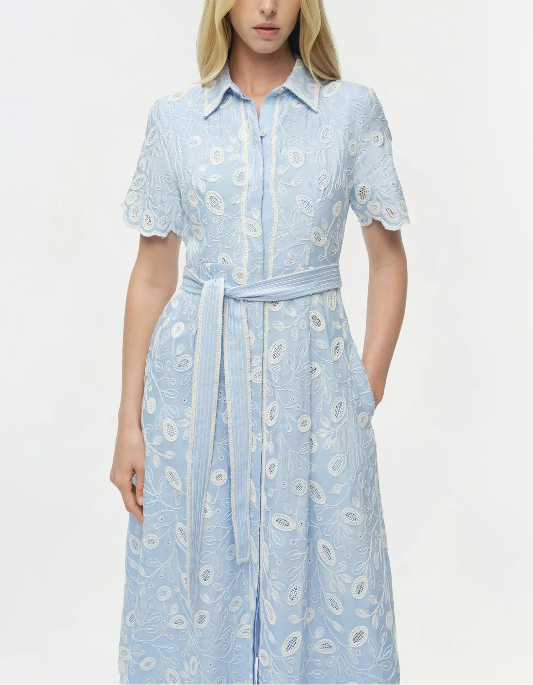 Simkhai Audria Belted Linen Midi Dress