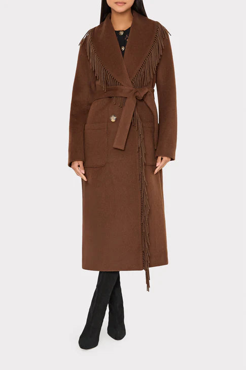 Milly Ts Wyatt Fringe Wool Overcoat