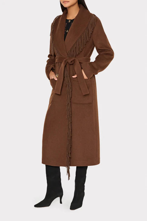 Milly Ts Wyatt Fringe Wool Overcoat